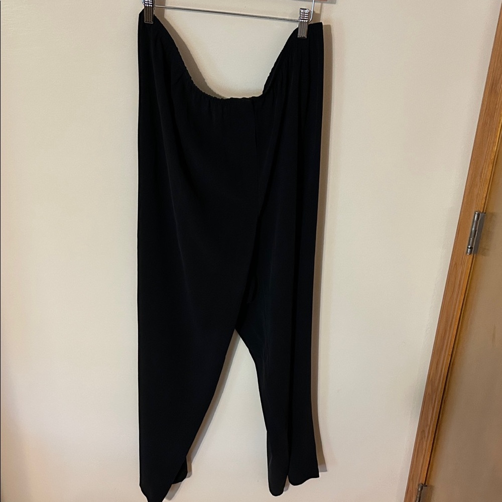 Eileen Fisher Silk Black Luxe Trousers 3x nwt